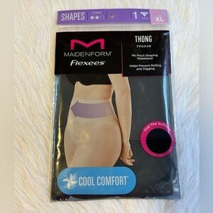 Maidenform Flexees Shapewear Womens Size XL Black Thong‎ Shaping Waistband